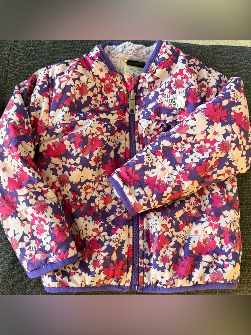 The North Face Girls' Floral Puffer Jacket - Purple & Pink
